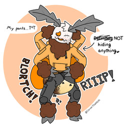 4_arms ambiguous_gender ankle_tuft antennae_(anatomy) anthro arm_tuft belt blush bodily_fluids bottomwear cargo_pants clothed clothing crying dialogue diaper diaper_under_clothing diaper_under_pants embarrassed eye_scar facial_scar feces genital_fluids hand_on_hip hands_behind_head hoodie insect_wings leaning leg_tuft multi_arm multi_limb neck_tuft nervous onomatopoeia orange_eyes pants pooping sad scar simple_background soiled_diaper soiling soiling_diaper solo sound_effects speech_bubble standing tears text topwear torn_bottomwear torn_clothing torn_pants tuft unclean_diaper urine used_diaper using_diaper wardrobe_malfunction wearing_diaper wet_diaper wetting wings wrist_tuft carverthemoth carver_(carverthemoth) arthropod insect lepidopteran moth 1:1 2026 artist_name colored digital_drawing_(artwork) digital_media_(artwork) english_text full-length_portrait portrait shaded watermark