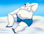 anthro armpit_hair belly big_belly black_nose body_hair bulge clothing humanoid_hands male moobs navel nipples overweight overweight_male sitting solo underwear shibadoodles club_penguin herbert_p._bear bear mammal polar_bear ursine 2022 absurd_res hi_res