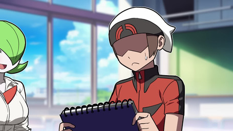 black_clothing black_hat black_headwear black_jacket black_topwear blue_bottomwear blue_clothing blue_skirt blush bodily_fluids bottomwear breath brown_hair chalkboard chest_spike classroom clothing drawing female frown fur green_hair hair hat head_grab headgear headwear human_on_humanoid imminent_sex interspecies jacket male male/female music open_mouth pupils red_clothing red_eyes red_jacket red_topwear school shirt sketchpad_(object) skirt smile smirk sound_effects speech_bubble spikes spikes_(anatomy) sweat tan_body tan_skin topwear towel towel_only undressing white_body white_clothing white_fur white_hat white_headwear white_shirt white_topwear white_towel hakkim nintendo pokemon brendan_(pokemon) gardevoir generation_3_pokemon human humanoid mammal pokemon_(species) 16:9 2025 2d_animation animated hi_res long_playtime sound webm widescreen