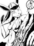 3:4 ambiguous_gender anthro beartic breasts claws duo eeveelution featureless_breasts female fur generation_4_pokemon generation_5_pokemon gesture glaceon hair heart_eyes heart_symbol hi_res larger_anthro larger_female macro micro monochrome mountain nintendo nude outside pokemon pokemon_(species) redronin size_difference smaller_ambiguous smaller_anthro smile waving zoom_in