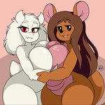 anthro big_breasts breast_grab breast_squish breasts breasts_frottage brown_body brown_hair duo female female/female fur hair half-closed_eyes hand_on_breast horn huge_breasts interspecies long_ears long_hair looking_at_viewer mature_anthro mature_female multicolored_body narrowed_eyes naughty_face nude open_mouth open_smile plushie red_eyes shadow side_boob simple_background smile squish thick_thighs tongue two_tone_body white_body white_fur wide_hipped_female wide_hips wig nr_ac disney undertale undertale_(series) winnie_the_pooh_(franchise) kanga toriel animate_inanimate boss_monster_(undertale) bovid caprine goat kangaroo living_plushie macropod mammal marsupial absurd_res digital_media_(artwork) hi_res shaded signature mother_(lore) parent_(lore)