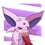 balls blush bodily_fluids cum cum_in_mouth cum_inside cumshot ejaculation embarrassed fellatio female feral genital_fluids genitals male male/female oral penile penis purple_body purple_eyes saliva saliva_on_penis sex text eeveedream_(artist) eeveelution_squad nintendo pokemon pearl_(eeveelution_squad) eeveelution espeon generation_2_pokemon pokemon_(species) 1:1 hi_res