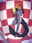 anthro clothing femboy hair horn long_hair long_tail male race_car solo suit tail givo mythology dragon mythological_creature mythological_scalie scalie hi_res