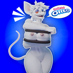 anthro areola big_areola big_breasts big_nipples breast_play breast_press_(device) breast_squish breasts camel_toe cookie female food freckles hair logo looking_at_viewer nipples nude nude_anthro nude_female pressed pressing_breasts_together rat_tail simple_background smile smiling_at_viewer smirk smirking_at_viewer solo speech_bubble squish tail teeth thick_thighs wide_hips ogtamarindo warfaremachine_(modeler) oreo_cookie shioreos_(meme) officer_flint_(foresttherotten) warfare_flint mammal murid murine rat rodent 1:1 3d_(artwork) absurd_res digital_media_(artwork) hi_res