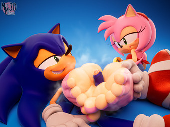 5_toes anthro big_feet blue_background blue_body blue_fur clothing countershade_feet countershading duo feet female foot_fetish foot_play footjob fur genitals gloves gradient_background green_eyes handwear humanoid_feet humanoid_genitalia humanoid_penis looking_back lying male male/female musk musky_feet on_back penis pink_body pink_fur plantigrade sex simple_background soles thick_feet toes tongue tongue_out milkmeister3d sega sonic_the_hedgehog_(series) amy_rose sonic_the_hedgehog eulipotyphlan hedgehog mammal 2026 3d_(artwork) 4:3 absurd_res digital_media_(artwork) hi_res