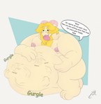 after_vore anthro asgore_dreemurr belly blonde_hair body_hair boss_monster_(undertale) bovid caprine digestion english_text fur goat group hair hi_res jon_noj long_ears male male/male mammal smile text tongue trio undertale undertale_(series) vore white_body white_fur