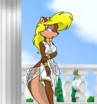 anthro black_eyes blonde_hair bracelet breasts brown_body brown_fur clothing cloud day female flower fur greek hair jewelry plant sky solo standing tan_body tan_fur toga tree urn statx015 amy_squirrel venus_(deity) mammal rodent sciurid tree_squirrel 2013