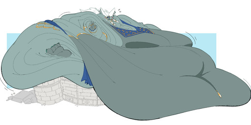 4_toes anthro areola belly belly_overhang big_areola big_belly big_feet big_moobs blobby blush blush_lines castle fat_rolls feet huge_areola huge_belly huge_feet huge_moobs hyper hyper_areola hyper_belly hyper_moobs immobile macro male moobs morbidly_obese morbidly_obese_anthro morbidly_obese_male navel obese obese_anthro obese_male overweight overweight_anthro overweight_male solo toes tongue tongue_out boot_(artist) nintendo tears_of_the_kingdom the_legend_of_zelda rauru_(tears_of_the_kingdom) zonai hi_res