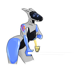 anthro arched_back beverage big_breasts big_butt blue_body bodily_fluids breasts butt container cup female holding_breast lactating lactating_soda liquid looking_at_another machine monster_energy_logo simple_background soda solo tailless text thick_thighs unusual_bodily_fluids unusual_lactation temnelc red_bull robot_anthro synth_(vader-san) absurd_res hi_res