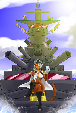 anthro bikini black_boots black_clothing black_footwear boots breasts brown_body brown_fur cannon cape clothed clothing container crossed_legs cup day detailed_background drinking_glass female footwear front_view fur glass glass_container glass_cup hair hat headgear headwear holding_container holding_glass holding_object knee_boots knee_highs legwear looking_at_viewer outside perma_spike ranged_weapon sea ship shoes sitting sky swimwear tail two-piece_swimsuit vehicle water watercraft weapon white_clothing white_hair wine_glass topazknight bloons_tower_defense ninja_kiwi admiral_brickell haplorhine mammal monkey primate hi_res