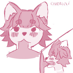 anthro duo eyebrows fellatio female female_anthro genitals humanoid_genitalia loli looking_at_viewer male male/female oral penile penis penis_nursing sex text young young_anthro young_female cyberloli emme_(cyberloli) canid canine canis domestic_dog mammal 1:1 hi_res sketch