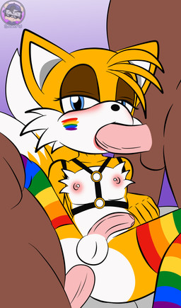 anal anal_penetration anthro balls blue_eyes brown_body brown_fur erection eyeshadow fellatio femboy fur genitals group group_sex half-closed_eyes lgbt_pride lipstick makeup male male/male male_penetrated male_penetrating male_penetrating_male narrowed_eyes nipple_piercing nipples oral oral_penetration penetration penile penis piercing pink_penis sex threesome trio yellow_body yellow_fur sirjzau lgbt_pride_month sega sonic_the_hedgehog_(series) miles_prower canid canine fox mammal unknown_species absurd_res hi_res