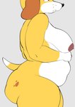 anthro anthrofied bent_over big_breasts big_butt breasts butt collar collar_only female fur grey_background nipples nude nude_female overweight overweight_anthro overweight_female side_boob side_view simple_background solo thick_thighs tongue tongue_out yellow_body yellow_fur toonarscontent martha_speaks martha_lorraine canid canine canis domestic_dog mammal 2023 absurd_res hi_res