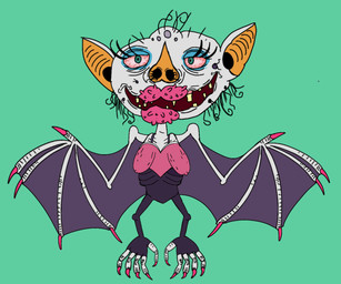 anthro female grotesque lipstick makeup nails nightmare_fuel solo what what_have_you_done where_is_your_god_now why luxi_cartoons sega sonic_the_hedgehog_(series) rouge_the_bat bat mammal hi_res