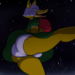 anthro big_butt bottomwear brown_body bulge butt cheerleader cheerleader_outfit clothed clothing crossdressing femboy green_bottomwear green_clothing green_skirt machine male night outside panties pom_poms skirt sky solo star starry_sky tongue tongue_out underwear upskirt whiskers hallowmob samurai_pizza_cats seymour_cheese canid canine fox mammal robot robot_anthro 1:1 2025 digital_media_(artwork) hi_res signature