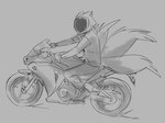 ambiguous_gender motorcycle motorcycle_helmet multi_tail obscured_face solo tail vehicle glacierclear foxtrot_(glacierclear) rocky_road_(glacierclear) animal_humanoid canid canid_humanoid canine canine_humanoid fox_humanoid humanoid mammal mammal_humanoid 2022 digital_drawing_(artwork) digital_media_(artwork) greyscale monochrome