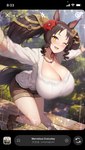 big_breasts blush bottomwear bouncing_breasts breasts brown_hair clothing collar dress female footwear glistening glistening_eyes hair huge_breasts long_tail open_mouth selfie shoes short_ears short_hair shorts solo tail twintails_(hairstyle) yellow_eyes orz_can cygames instagram uma_musume_pretty_derby marvelous_sunday_(pretty_derpy) animal_humanoid equid equid_humanoid equine equine_humanoid horse horse_humanoid humanoid mammal mammal_humanoid hi_res