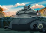 ambiguous_gender anthro beer_bottle belly big_belly black_claws black_pawpads bottle claws cloud container day detailed_background ears_back fur grey_body grey_fur hair half-closed_eyes huge_belly huge_moobs long_ears looking_at_viewer moobs morbidly_obese morbidly_obese_anthro narrowed_eyes obese obese_anthro orange_eyes overweight overweight_anthro partially_submerged pawpads pivoted_ears pool poolside short_hair sitting sitting_on_ground smile solo tail thick_arms thick_neck thick_thighs waterline_view wide_hips biglovealicia nintendo pokemon eeveelution generation_2_pokemon pokemon_(species) umbreon 2023 cel_shading hi_res shaded signature