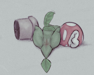anthro female genitals inviting leaf lying pear-shaped_figure plant presenting semi-anthro solo spread_legs spreading tail vulva wide_hips miii_cho mario_bros nintendo elemental_creature flora_fauna piranha_plant 5:4