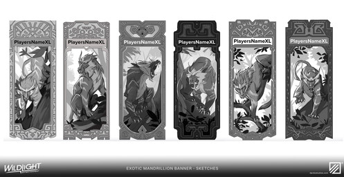 4_toes ambiguous_feral ambiguous_gender banner claws company_logo company_name empty_eyes eyebrows feet feral forest fur gradient_background grey_body grey_claws grey_fur grey_inner_ear grey_nose grey_sclera grey_tail grey_tongue group jumping leg_markings light long_fangs long_tail looking_at_viewer markings mouth_closed multicolored_body multicolored_fur open_mouth outside pawpads paws plant quadruped simple_background sky tail text toe_claws toes tongue tree unibrow white_background white_body white_claws white_eyebrows white_fur white_markings byanka_li mariana_livraes highguard_(game) felid feline haplorhine mammal mandrillion_(highguard) monkey old_world_monkey primate 2026 absurd_res artist_collaboration concept_art digital_drawing_(artwork) digital_media_(artwork) english_text greyscale hi_res lighting monochrome multiple_images official_art shaded url
