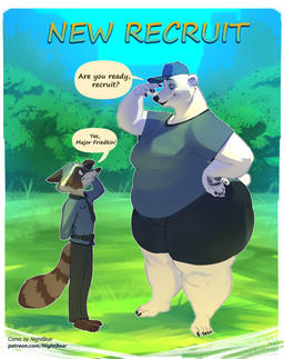 5_fingers 5_toes accessory anthro big_breasts black_nose bottomwear breasts clothed clothed_anthro clothed_female clothed_male clothing dialogue duo feet female fingers fur gesture grey_body grey_fur hindpaw humanoid_hands interspecies larger_female male male/female markings necktie overweight overweight_anthro overweight_female paws ring_(marking) ringed_tail salute shirt shorts size_difference smaller_male smile speech_bubble striped_markings striped_tail stripes tail tail_markings text toes topwear white_body white_fur nnightbear_b disney zootopia major_friedkin raccoon_(nnightbear_b) bear mammal polar_bear procyonid raccoon ursine comic cover cover_art cover_page english_text hi_res url