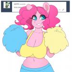 anthro ask_blog bouncing_breasts breasts cheerleader clothing female hair looking_at_viewer navel pom_poms simple_background solo text user_avatar white_background tolsticot friendship_is_magic hasbro my_little_pony tumblr pinkie_pie_(mlp) equid equine mammal 1:1 2019 2d_animation animated english_text frame_by_frame hi_res short_playtime