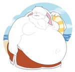 4_fingers anthro beach belly belly_overhang bent_arm big_belly blue_sky buckteeth clothing cloud day fingers floppy_ears fur hair hair_over_eyes holding_pool_toy holding_pool_tube lop_ears male male_anthro mobs navel neck_tuft obese obese_anthro obese_male outside overweight overweight_anthro overweight_male pink_inner_ear pool_toy pool_tube red_clothing red_swimming_trunks red_swimwear sea seaside short_hair sky solo swimming_trunks swimwear teeth thick_thighs tuft water white_body white_fur white_hair wide_hips theannoyingnpc duke_(shishkababoo) lagomorph leporid mammal rabbit 2019 digital_drawing_(artwork) digital_media_(artwork) flat_colors hi_res