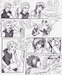 clothed clothing comic coop_(wrng) dialogue english_text female graphite_(artwork) greyscale group human male mammal monochrome natsume_(wrng) natsumewolf not_furry oz_(wrng) pencil_(artwork) rikku text traditional_media_(artwork) wolf's_rain wolf's_rain_next_generation