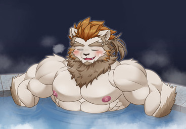 abs anthro biceps eyes_closed male muscular muscular_anthro muscular_male nipples pecs solo bingsu_19 knights_college julius_quignard felid lion mammal pantherine 2022 hi_res