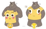 anthro belly blush bottomless brown_body brown_fur clothed clothing embarrassed emoji emoji_censorship facial_scar fupa fur male missing_eye overweight scar shirt solo t-shirt topwear harumuname mihoyo zenless_zone_zero ben_bigger bear mammal hi_res