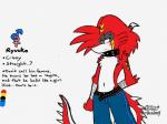 anthro blush clothed clothing fur heart_symbol male markings red_body red_fur solo tail text yellow_markings thedarkyveltal thekatdragon49 mythology ryuuko_kyozuki dragon furred_dragon furred_scalie mythological_creature mythological_scalie scalie 4:3 english_text