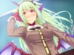 4:3 animal_humanoid breasts classroom clothing dragon dragon_humanoid female green_hair hair humanoid inside monster_girl_(genre) mythological_creature mythological_scalie mythology scalie school school_uniform sei_monmusu_gakuen solo uniform vanadis