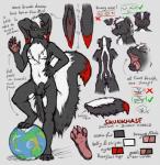 english_text forceswerwolf hybrid lagomorph leporid male mammal mephitid model_sheet nayrin rabbit skunk skunkhase solo text