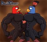 abs anthro balls beak biceps big_balls big_muscles big_penis black_balls brown_balls duo erection eye_contact feathers foreskin frottage genitals humanoid_genitalia humanoid_penis looking_at_another male muscular muscular_male partially_retracted_foreskin pecs penile penis retracted_foreskin sex teeth vein blu3danny free_birds relativity_media jake_(free_birds) ranger_(free_birds) avian bird galliform phasianid turkey 2015