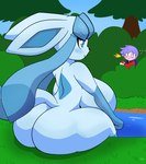 2016 anthro bedroom_eyes big_breasts big_butt blush breasts butt canid crossover curvy_figure detailed_background duo eeveelution female forest generation_4_pokemon glaceon half-closed_eyes holding_object holding_pokeball huge_breasts huge_butt kirbot12 lake male mammal narrowed_eyes nintendo outside plant pokeball pokedex pokemon pokemon_(species) seductive short_stack sitting smile solo_focus standard_pokeball surprise thick_thighs tree voluptuous xen_(kirbot12)