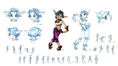 bottomwear breasts choker clothing eyewear female goggles green_hair hair hand_on_hip humanoid_pointy_ears jewelry looking_at_viewer looking_up necklace not_furry open_mouth pants pointy_ears simple_background smile solo standing white_background bob_rafei jak_and_daxter naughty_dog sony_corporation sony_interactive_entertainment keira_(jak_and_daxter) elf humanoid 16:9 2000 hi_res official_art widescreen