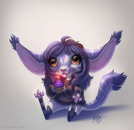 anthro black_clothing black_topwear blep blue_body blue_fur brown_eyes chibi clothed clothing cupcake eyelashes fangs female food front_view fur glistening glistening_eyes markings pawpads pink_pawpads pink_tongue shadow simple_background sitting solo striped_body striped_fur striped_markings striped_tail stripes tail tail_markings teeth text tongue tongue_out topwear white_background white_body white_fur mylafox mylafox_(character) canid canine caracal caracal_(genus) felid feline fennec_fox fox hybrid mammal true_fox 2019 dated full-length_portrait hi_res portrait signature url