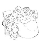 anthro belly belly_overhang big_belly chair chubby_cheeks eating food fur furniture holding_food holding_object male markings moobs morbidly_obese morbidly_obese_anthro morbidly_obese_male nude obese obese_anthro obese_male overweight overweight_anthro overweight_male pizza simple_background sitting solo spots spotted_body spotted_fur thick_thighs white_background wide_hips sugarboy felid mammal pantherine snow_leopard 1:1 greyscale monochrome