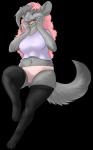 anthro big_breasts breasts clothing curvy_figure digitigrade female fur hair happy legwear long_ears open_mouth smile solo thick_thighs thigh_highs tongue underwear voluptuous wide_hips nilla_(artist) chinchilla chinchillid mammal rodent 2016 alpha_channel hi_res