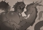 anal anthro balls big_butt blush butt duo feral fur genital_focus genitals horn looking_back male male/male nude raised_tail simple_background smile tail kellch friendship_is_magic hasbro my_little_pony mythology discord_(mlp) king_sombra_(mlp) chimera draconequus equid equine horse mammal mythological_creature mythological_equine pony unicorn 2025 absurd_res digital_drawing_(artwork) digital_media_(artwork) hi_res monochrome sketch