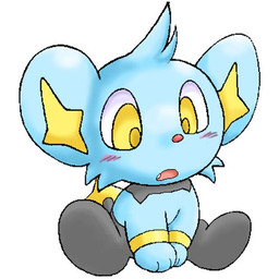 ambiguous_feral ambiguous_gender black_body blue_body blue_fur blush blush_lines cheek_tuft facial_tuft featureless_feet feet feral fur open_mouth quadruped simple_background sitting solo tail tuft white_background yellow_eyes kuridora nintendo pokemon generation_4_pokemon pokemon_(species) shinx 2007 digital_media_(artwork) japanese_description low_res
