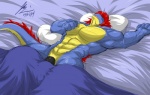 2014 abs anthro arm_above_head bed biceps big_muscles black_penis blue_dragon dragon eyes_closed flammars hair male miles muscles nude open_mouth pecs penis pillow pose red_hair reptile scalie sleeping solo
Rating: Explicit
Score: 1
User: MJ1988
Date: February 19, 2014