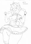 anthro clothed clothing featureless_crotch female maid_uniform solo uniform punkydreamer league_of_legends riot_games tencent kindred_(lol) lamb_(lol) featureless_(disambiguation) 2016 hi_res line_art monochrome