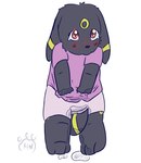 baby bodily_fluids clothed clothing desperation diaper embarrassed female fur genital_fluids omorashi padded padding urine watersports wearing_diaper young hangyakuneko nintendo pokemon eeveelution generation_2_pokemon pokemon_(species) umbreon sketch