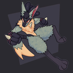 3_toes action_pose anthro black_body black_fur black_hair blue_body blue_fur cheek_tuft chest_spike dreadlocks facial_markings facial_tuft feet fur grey_background hair half-closed_eyes hand_spike head_markings male markings mask_(marking) narrowed_eyes pose simple_background solo spikes spikes_(anatomy) tan_body tan_fur toes tuft xing1 nintendo pokemon generation_4_pokemon lucario pokemon_(species) 1:1 absurd_res hi_res