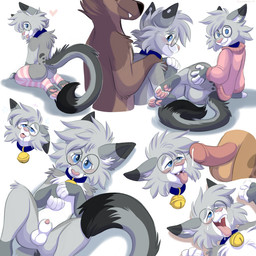 after_oral ahegao animal_genitalia anthro anus aroused balls bell bell_collar blue_collar blue_eyes blush bodily_fluids bottomless bottomless_anthro bottomless_male butt clothed clothing collar cum cum_in_mouth cum_inside cum_on_face cum_on_tongue dazed dipstick_ears dipstick_fingers dipstick_tail dipstick_toes dripping dripping_penis drooling duo ear_markings erection eyewear fangs femboy fur gasp genital_fluids genitals glasses gold_bell grey_body hair half-closed_eyes hand_on_shoulder heart_(marking) hoodie humanoid_genitalia humanoid_penis imminent_oral imminent_sex leg_warmers legwear looking_at_another looking_at_partner looking_at_viewer looking_back looking_back_at_another looking_back_at_partner looking_pleasured male male/male markings moan mostly_nude_anthro mostly_nude_male multicolored_ears narrowed_eyes nude nude_anthro nude_male open_mouth pattern_clothing pattern_legwear pattern_stockings pawpads paws peeking_penis penis pink_clothing pink_hoodie pink_nose pink_topwear precum precum_drip presenting presenting_hindquarters raised_tail round_glasses saliva sex sheath simple_background smile smirk solo spots spotted_markings spread_butt spreading star_symbol stockings striped_clothing striped_legwear striped_stockings stripes tail tail_markings teeth thigh_highs tongue tongue_out topwear orlandofox nixuelle canid canine canis domestic_cat domestic_dog egyptian_mau felid feline felis hyena mammal spotted_hyena 2026 digital_media_(artwork) hi_res sketch_page