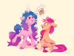 cutie_mark duo feral horn purple_eyes smile imalou hasbro mlp_g5 my_little_pony mythology izzy_moonbow_(mlp) sunny_starscout_(mlp) equid equine mammal mythological_creature mythological_equine unicorn 2022 absurd_res digital_media_(artwork) hi_res