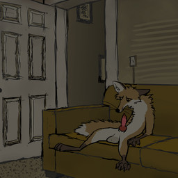 anatomically_correct anatomically_correct_genitalia anatomically_correct_penis animal_genitalia animal_penis balls brown_body brown_fur canine_genitalia canine_penis detailed_background door erection fur furniture genitals inside knot knotted_penis muted_colors penis red_penis sad semi-anthro sitting sofa fangfield canid canine fox mammal red_fox true_fox 2025 hi_res
