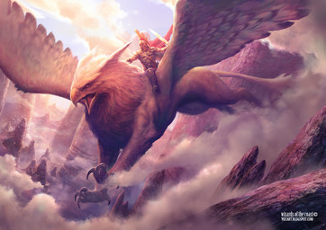 ambiguous_gender armor beak cloud duo faceless fantasy feathered_wings feathers feet feral flying holding_melee_weapon holding_object holding_sword holding_weapon landscape male melee_weapon mountain open_mouth outside quadruped riding size_difference straddling sword tail talons text toes warrior weapon wings johann_bodin hasbro magic:_the_gathering mythology wizards_of_the_coast avian gryphon human mammal mythological_avian mythological_creature official_art restricted_palette url