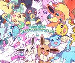 ambiguous_gender group wataame eevee_day nintendo pokemon eevee eeveelution espeon flareon generation_1_pokemon generation_2_pokemon generation_4_pokemon generation_6_pokemon glaceon jolteon leafeon pokemon_(species) sylveon umbreon vaporeon